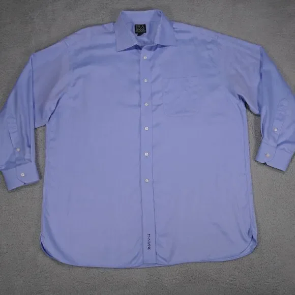 Jos A Bank Signature Button Shirt Men 17 - 33 Blue Button Up Long Sleeve - Picture 9 of 16